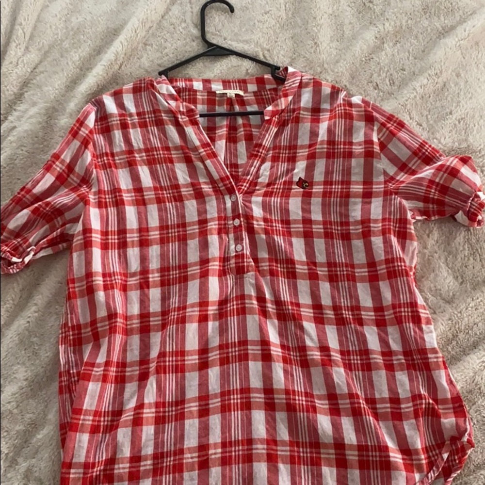 University of Louisville gingham print button down